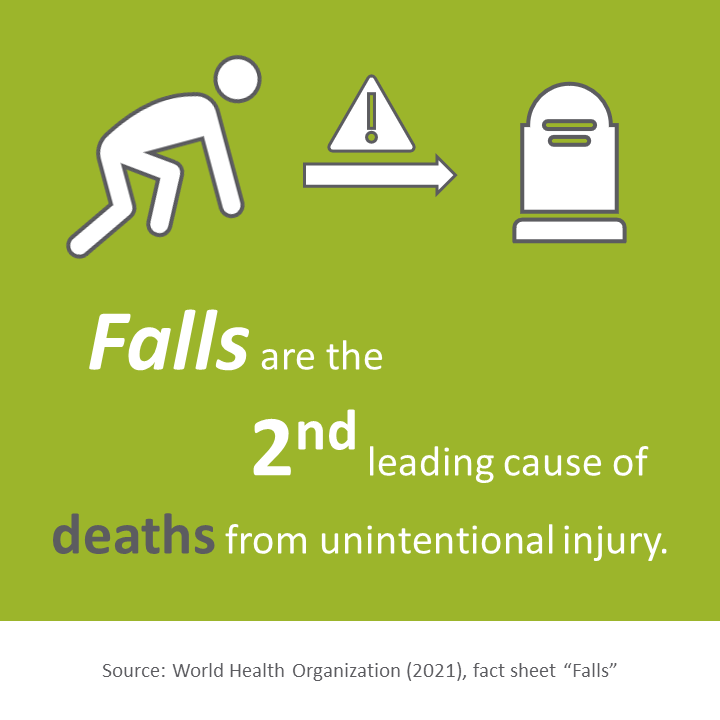 Infographic on falls as a leading cause of deaths.